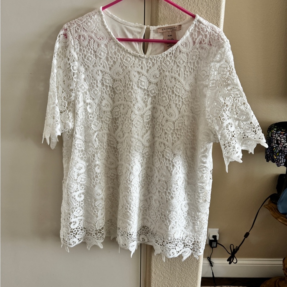 Philosophy white lined lace top size XL